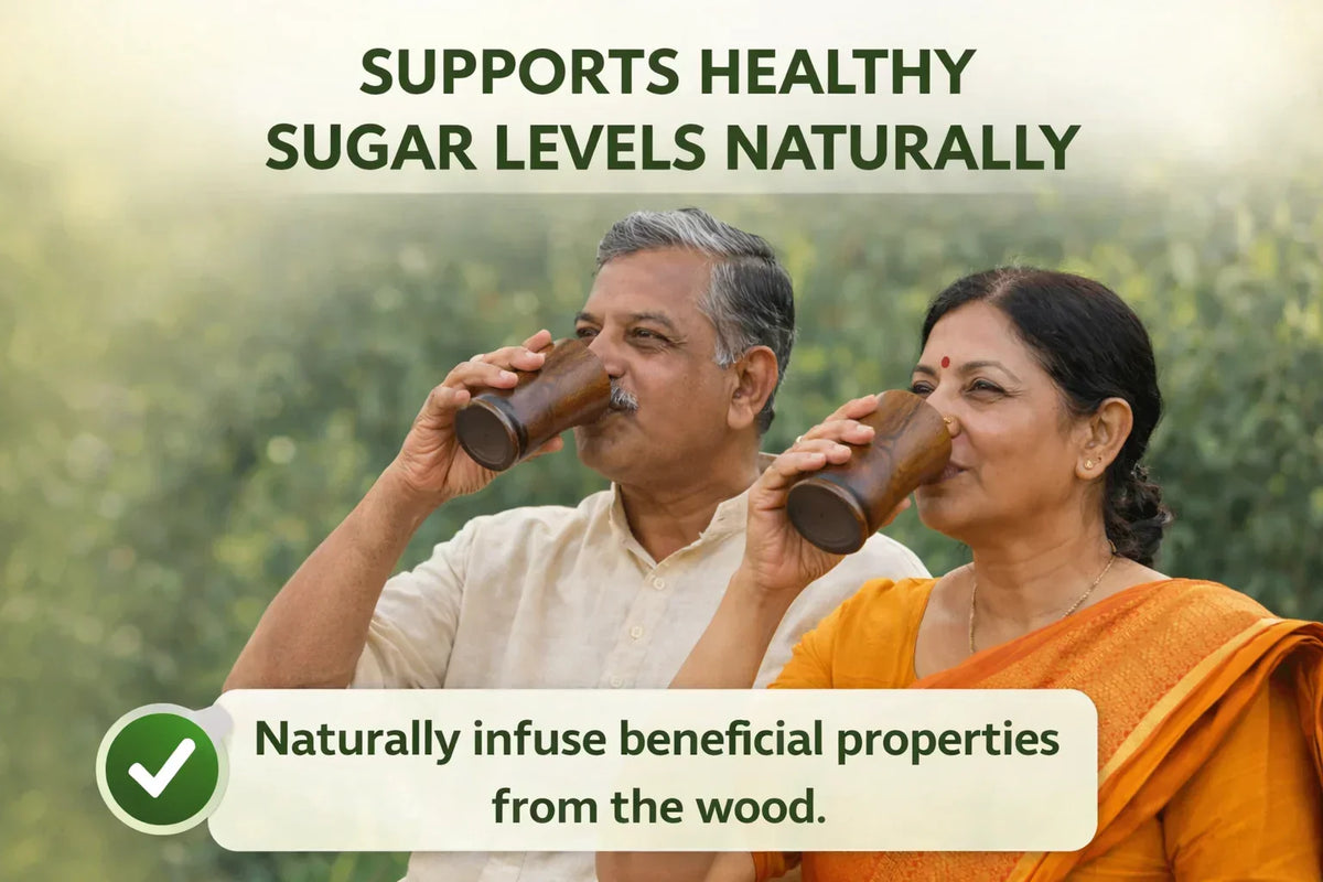 SugarCare Balance Wooden Water Glass (Natural Sugar Solution)