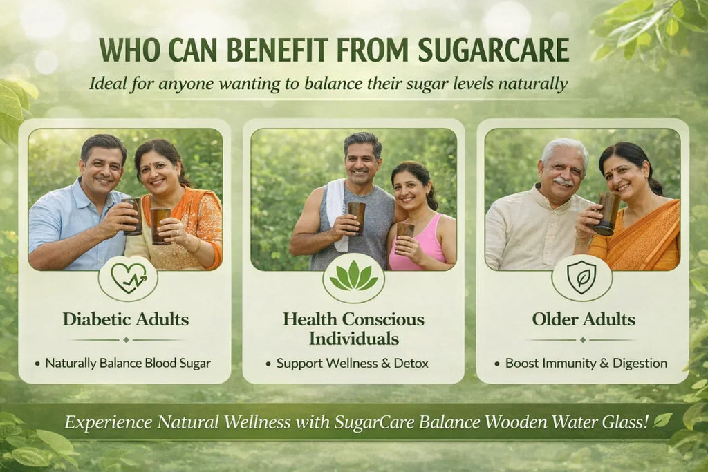 SugarCare Balance Wooden Water Glass (Natural Sugar Solution)
